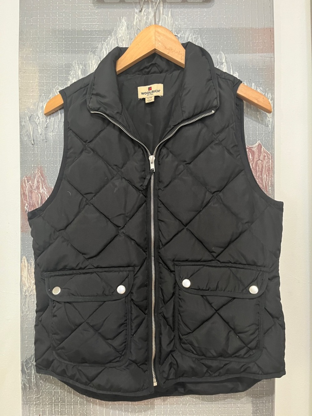 Woolrich Black Quilted Zip-Front Puffer Vest